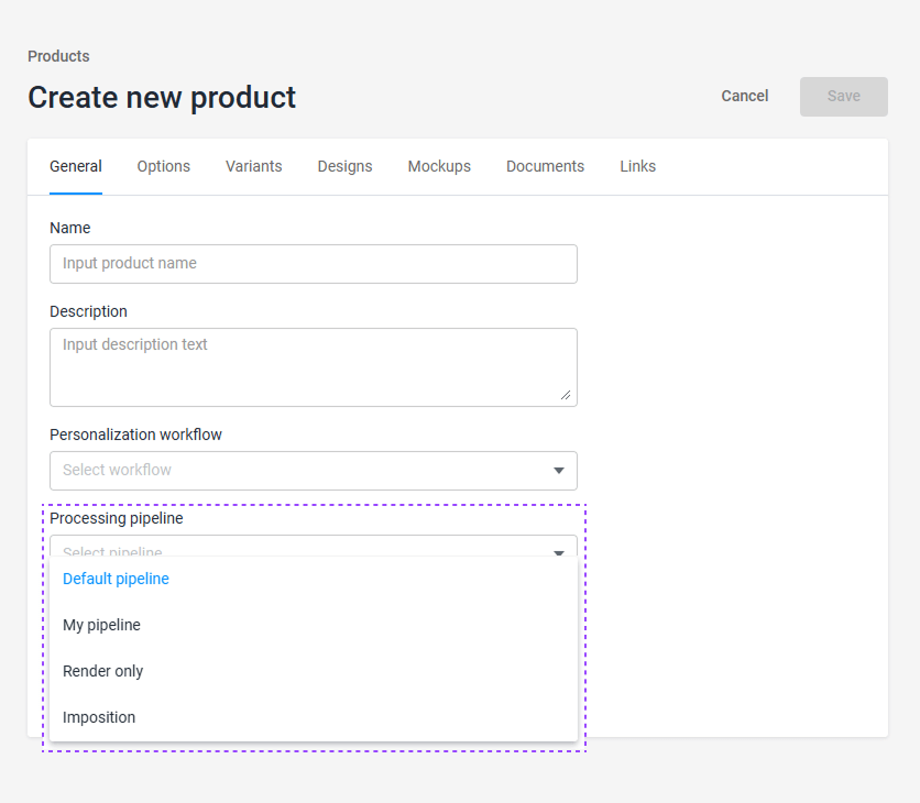 Defining a processing pipeline.