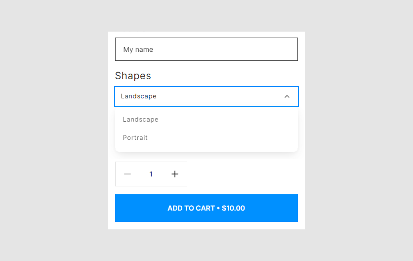 The font size of the input fields, drop-down lists, the Quantity button, the Add to cart Button. 