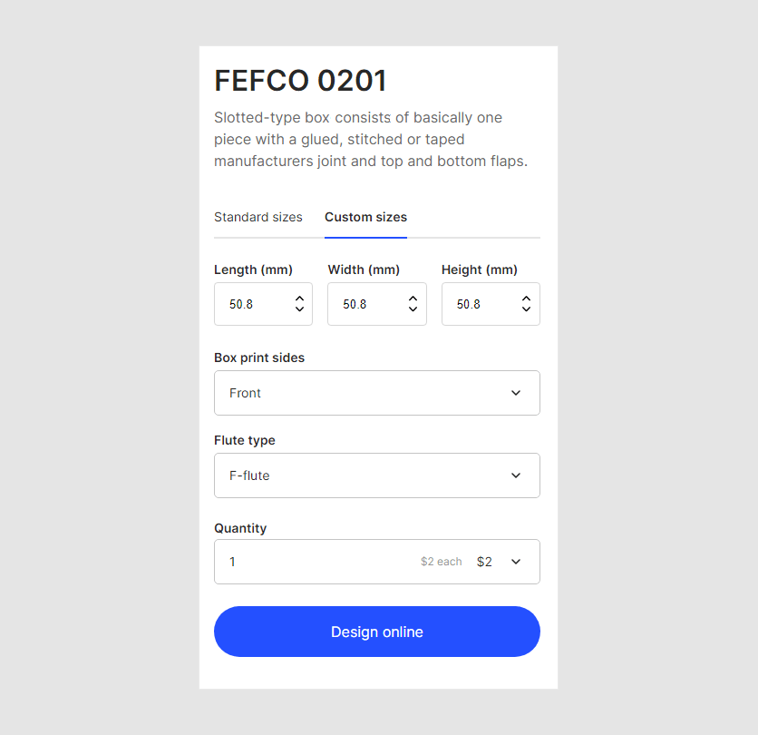 The customSizes mode.