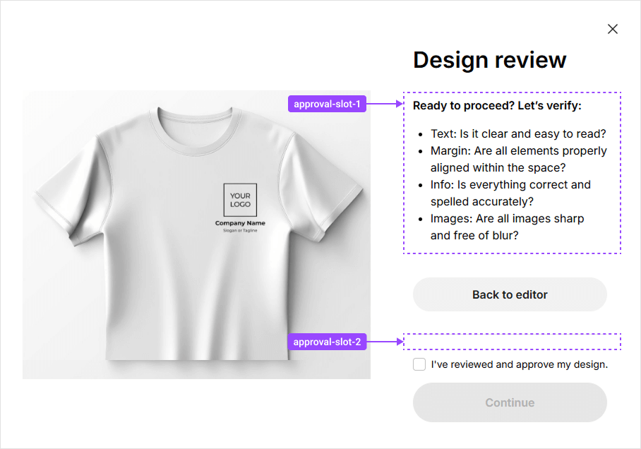 The rightPanelHeader slot in Handy Editor.