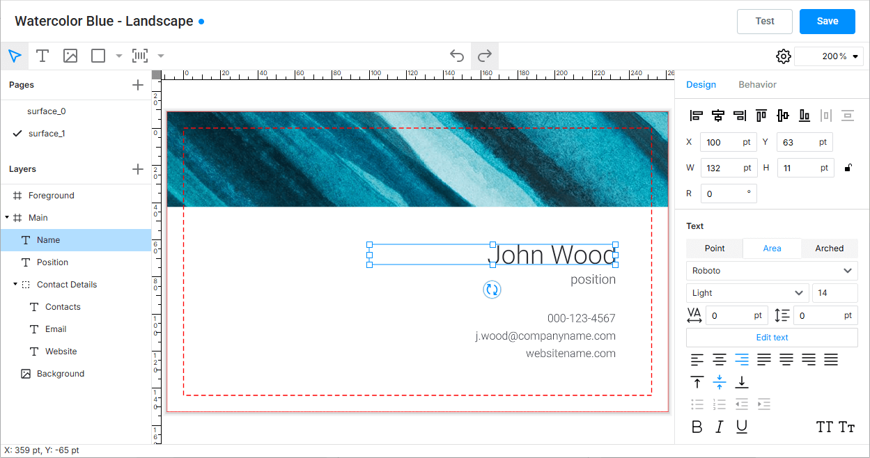 The Template Editor workflow element.