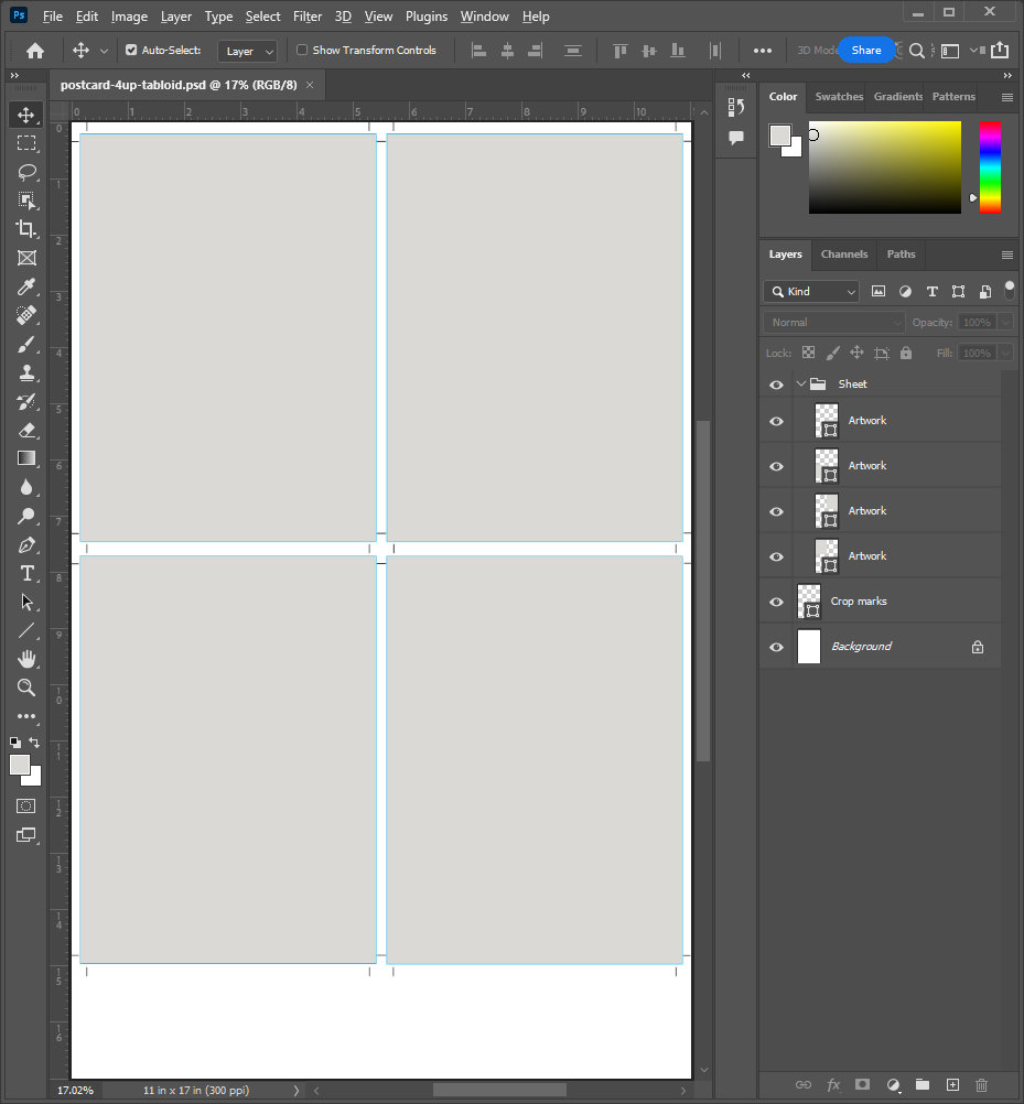 Imposition templates in Adobe Photoshop