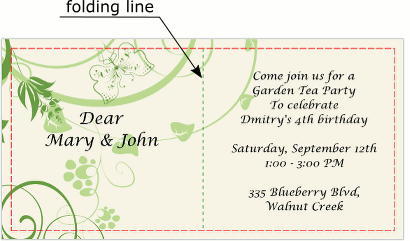 Folding line on an invitation.