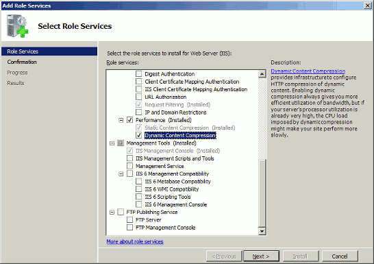 Configuring HTTP compression in Windows Server 2008 and Windows Server 2008 R2.
