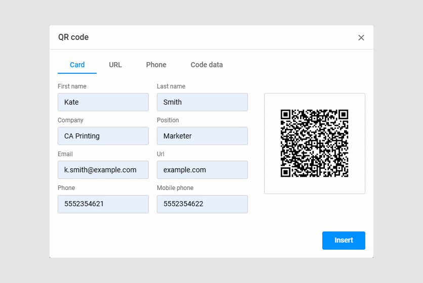 QR Code Dialog