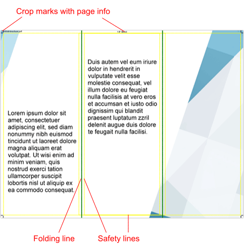 The trifold-brochure markup.