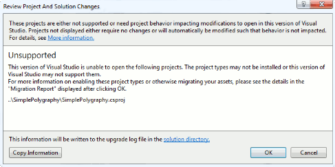 The unsupported project error.