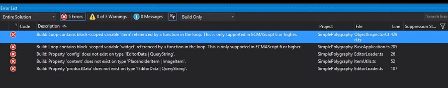 The TypeScript version error.