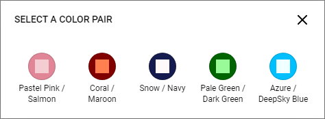 Color selector swatches with an overlay.