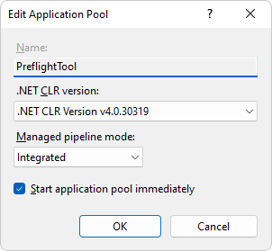 Configuring application pool.