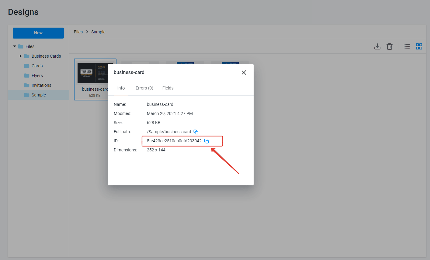 Getting the design id