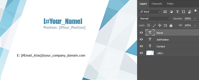 A template with replaceable text placeholders.
