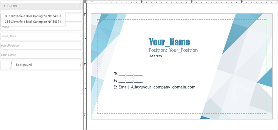 The combo box placeholder in the editor.