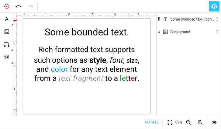 The previously created text loaded in the editor.