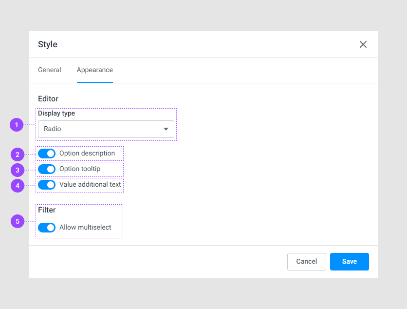 The appearance tab.