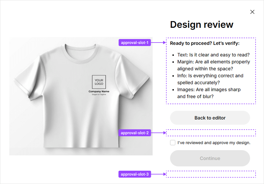 The rightPanelHeader slot in Handy Editor.