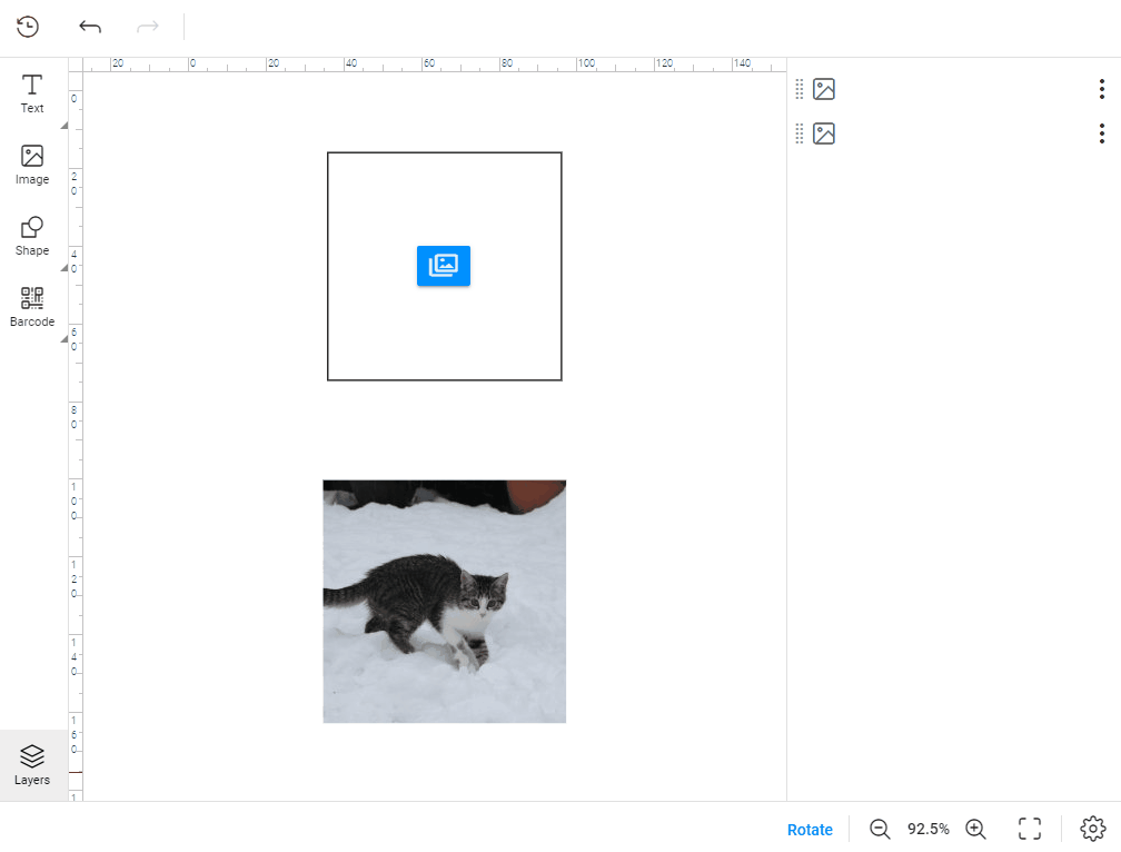 Placeholders with and without the content inside.