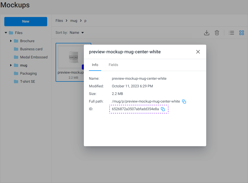 Getting a mockup ID through UI.