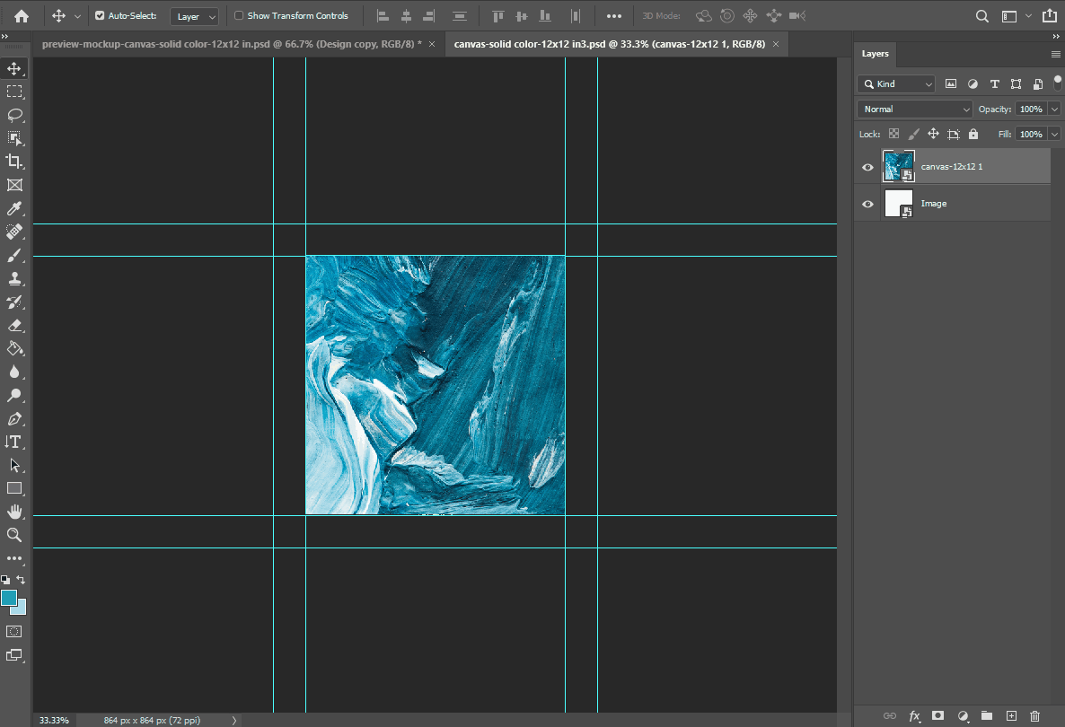 Cropping side surface of a canvas.