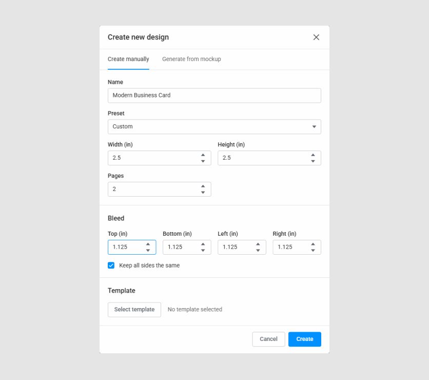 Creating a new design