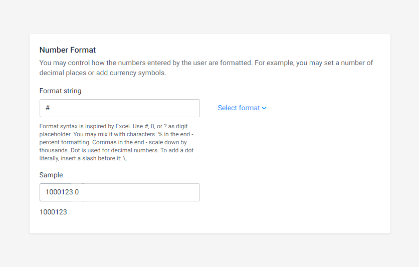 Defining number formats