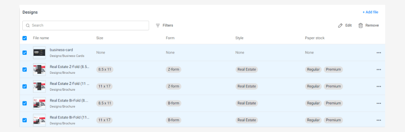 Selecting assets.