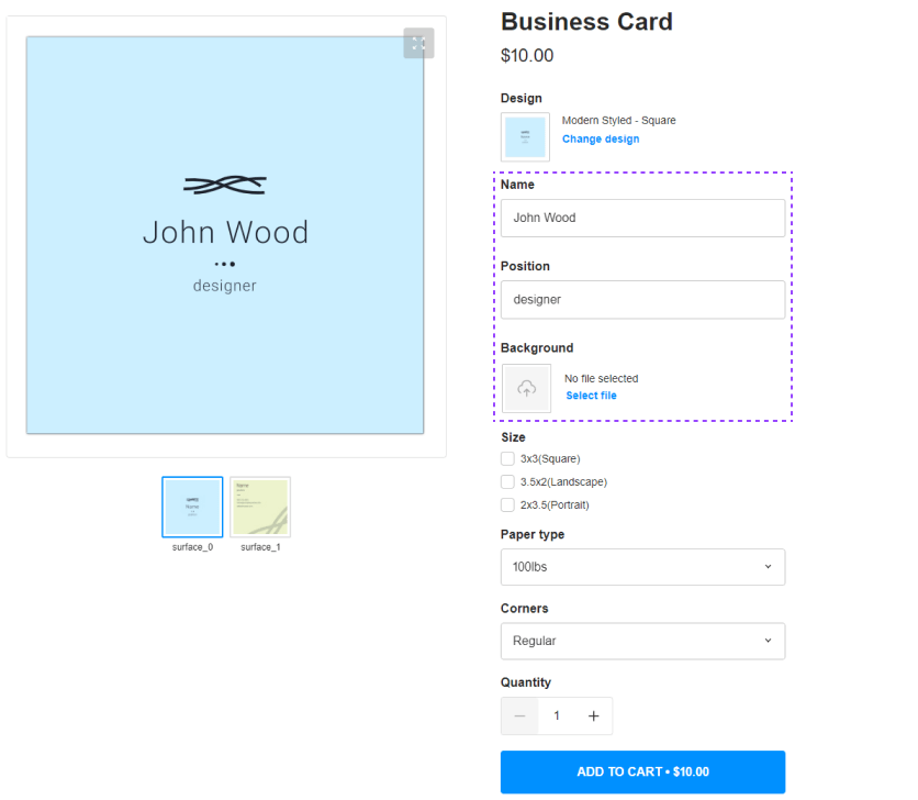 Product in Simple Editor