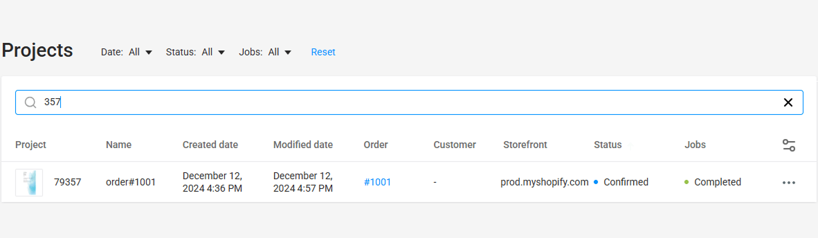 Searching projects