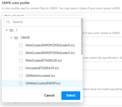 CMYK color profiles