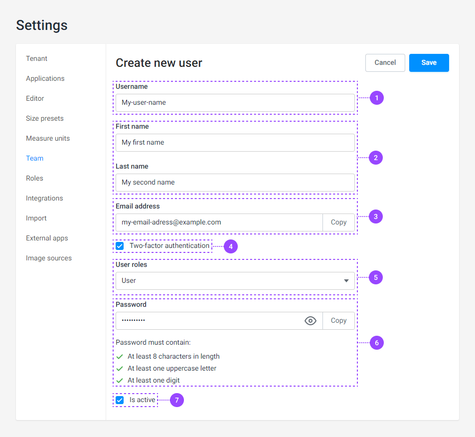 Creating a new user.