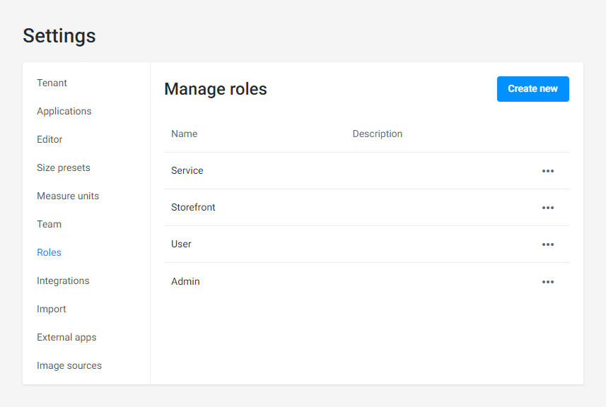 Roles in BackOffice.