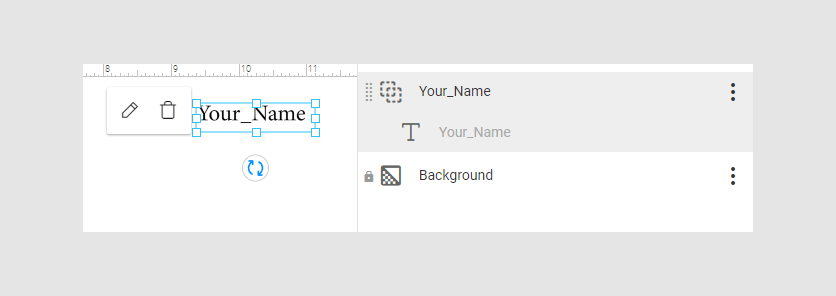Replaceable text in Design Editor.