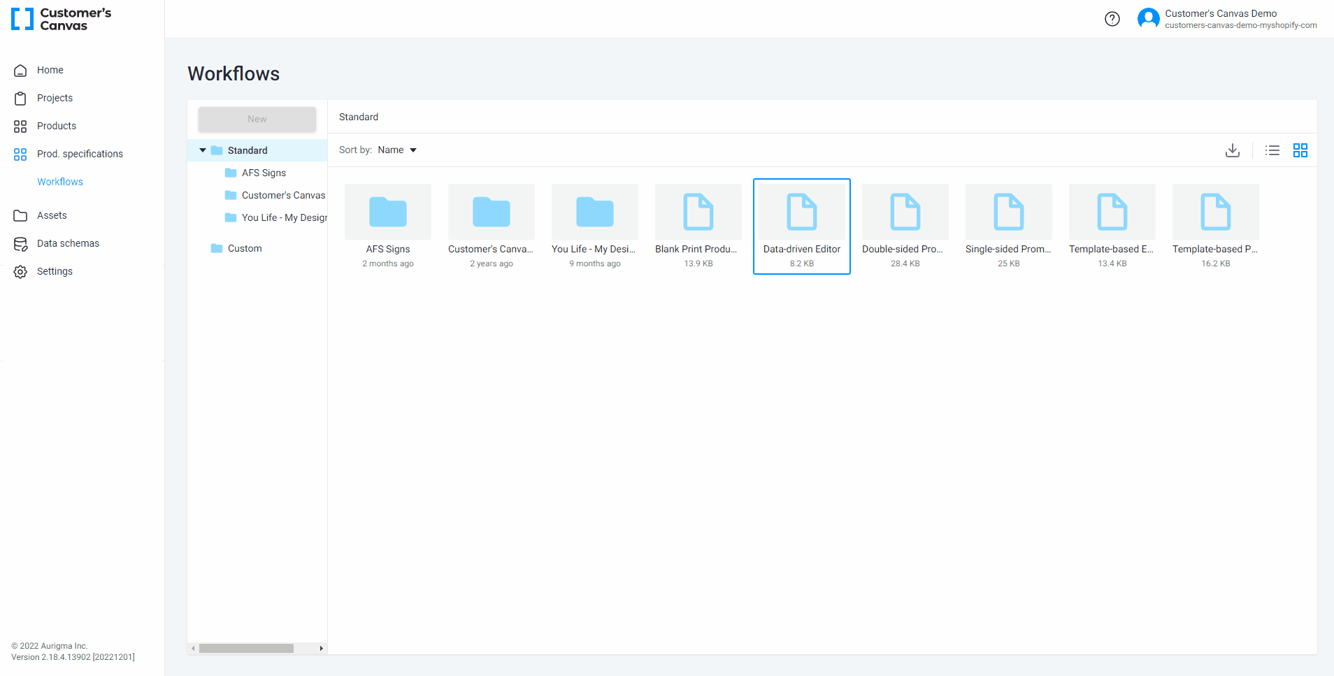 Product Specification standard folder