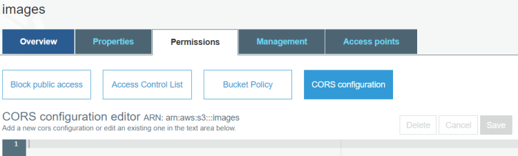 Defining CORS in Amazon S3.