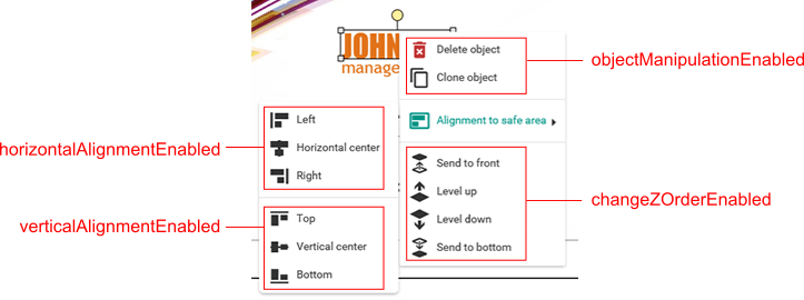 Item Menu properties.