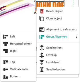 The Item menu for selected objects.