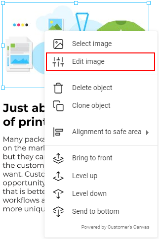 The image pop-up menu.