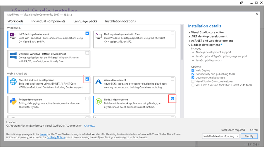 ASP.NET and web development workload.