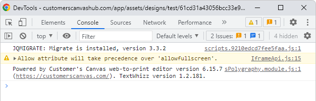 DevTools console in Google chrome.
