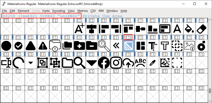 FontForge screen.