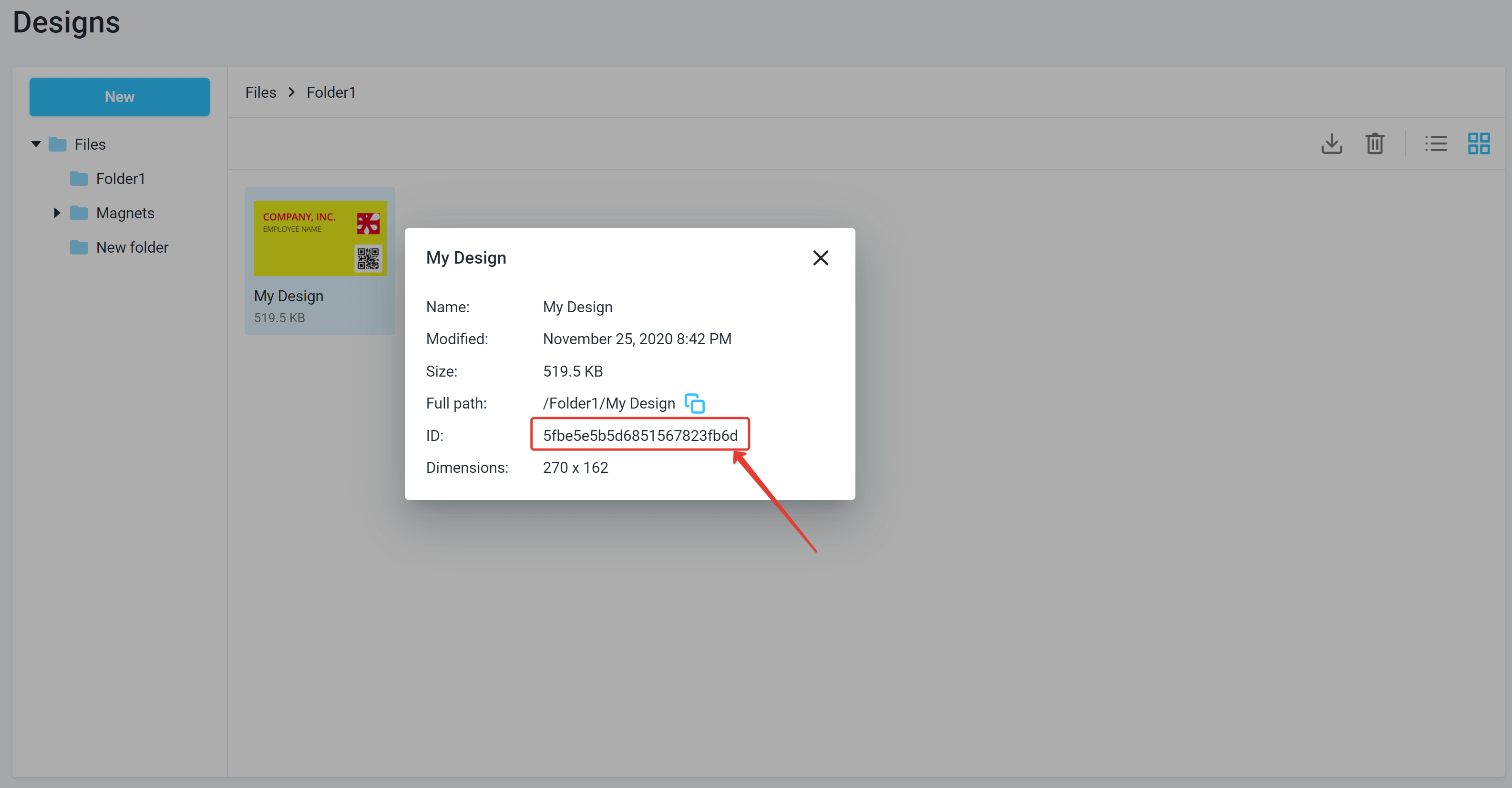 How to find design ID