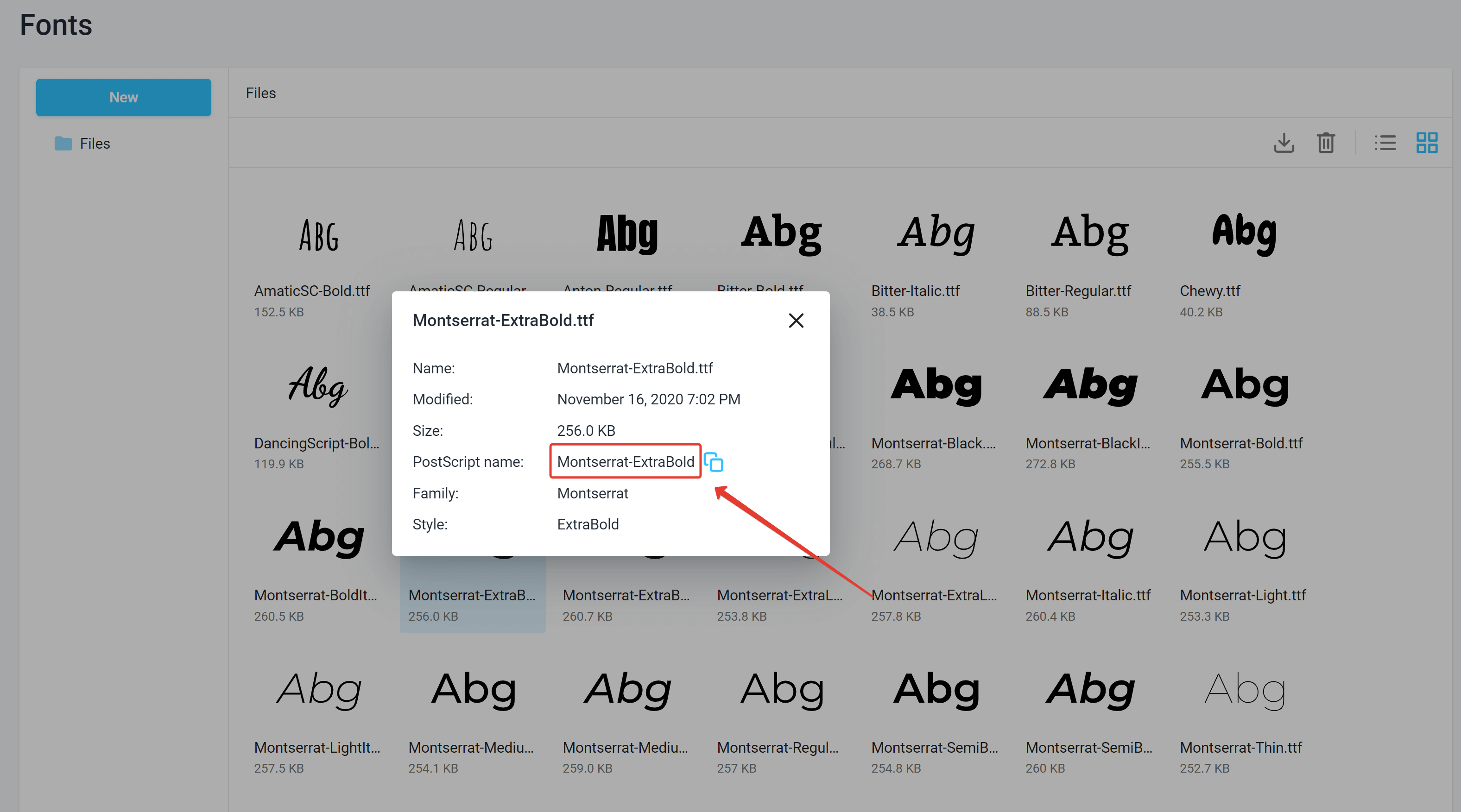 How to find a postscript name