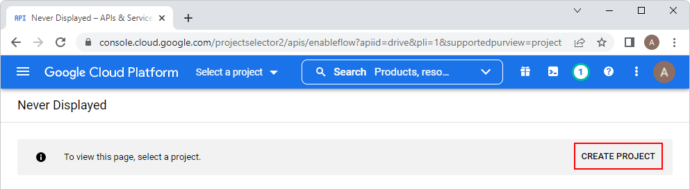 Registering an application in Google API Console.