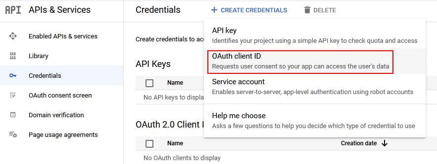 Google drive credentials.