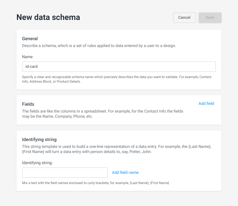 Creating a new data schema