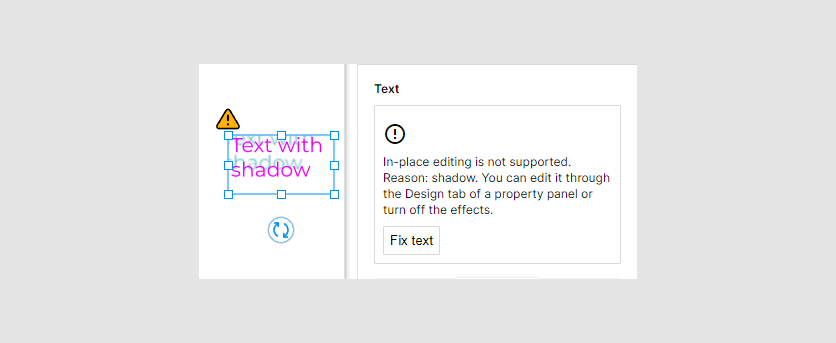 Unsupported features in WYSIWYG editing mode