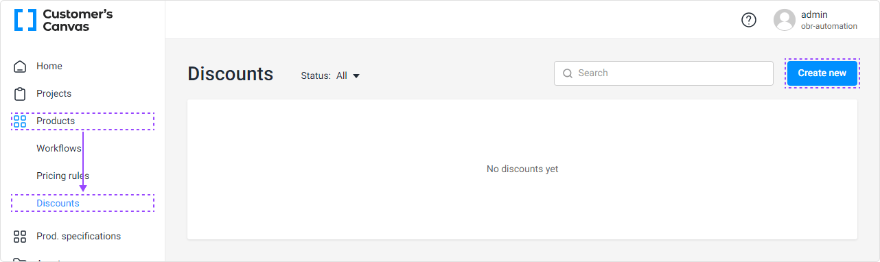 Creating a new discount rule.