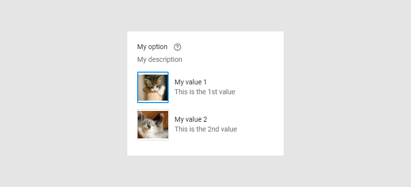 Images in options.