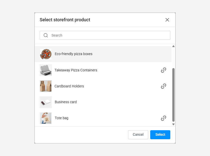 Selecting Storefront Product.