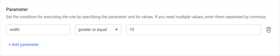 Parameter configuration for pricing rules.